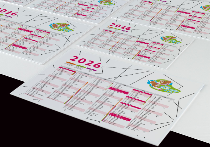 Calendrier contrecollé et agenda print pour camping, Nantes
