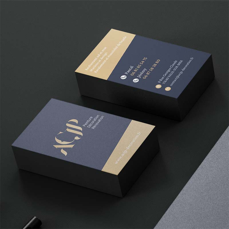 Carte de visite professionnelle pour ACJP Décoration, peintre en Charente-Maritime