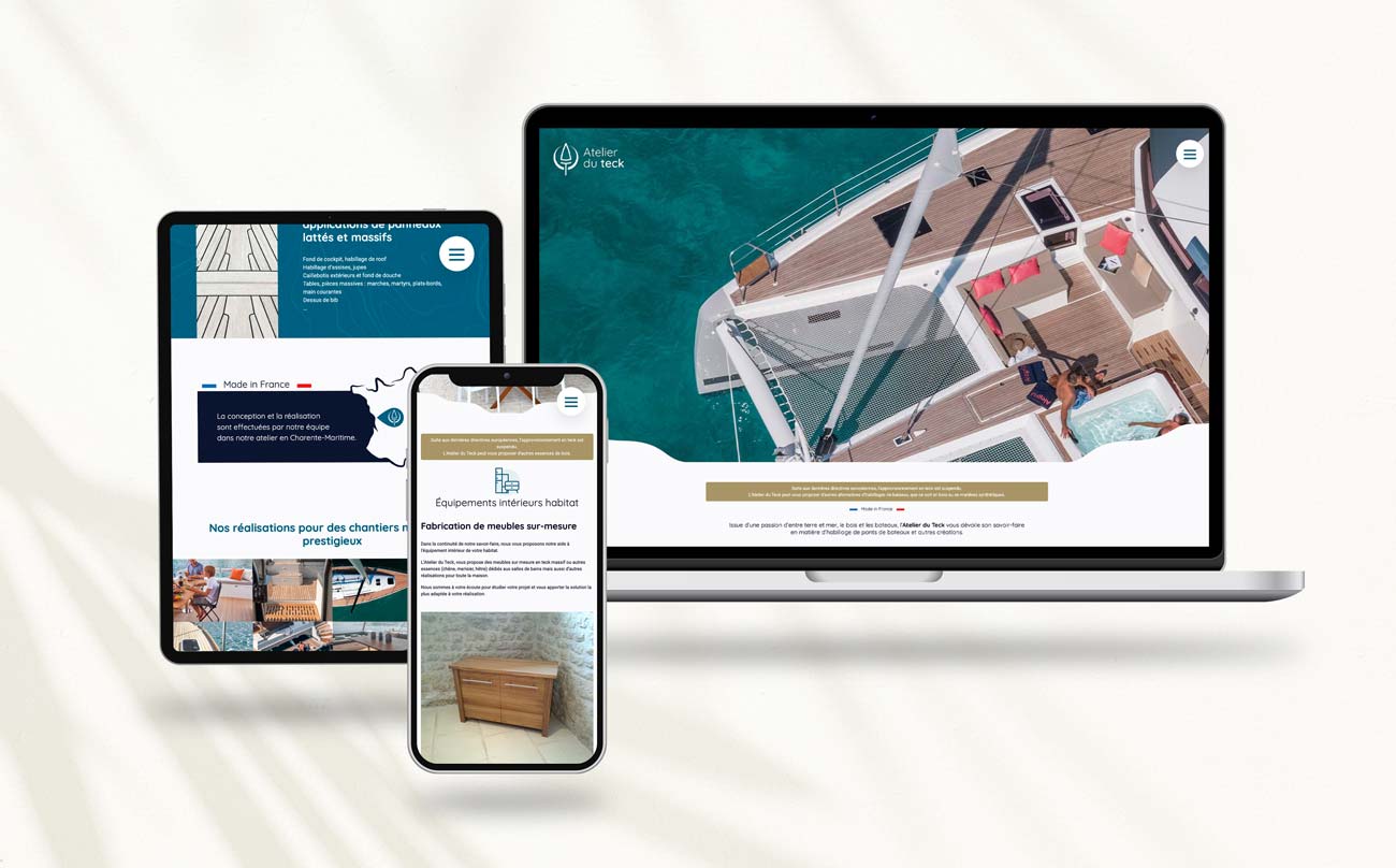 Site internet de l'Atelier du Teck en Charente-Maritime