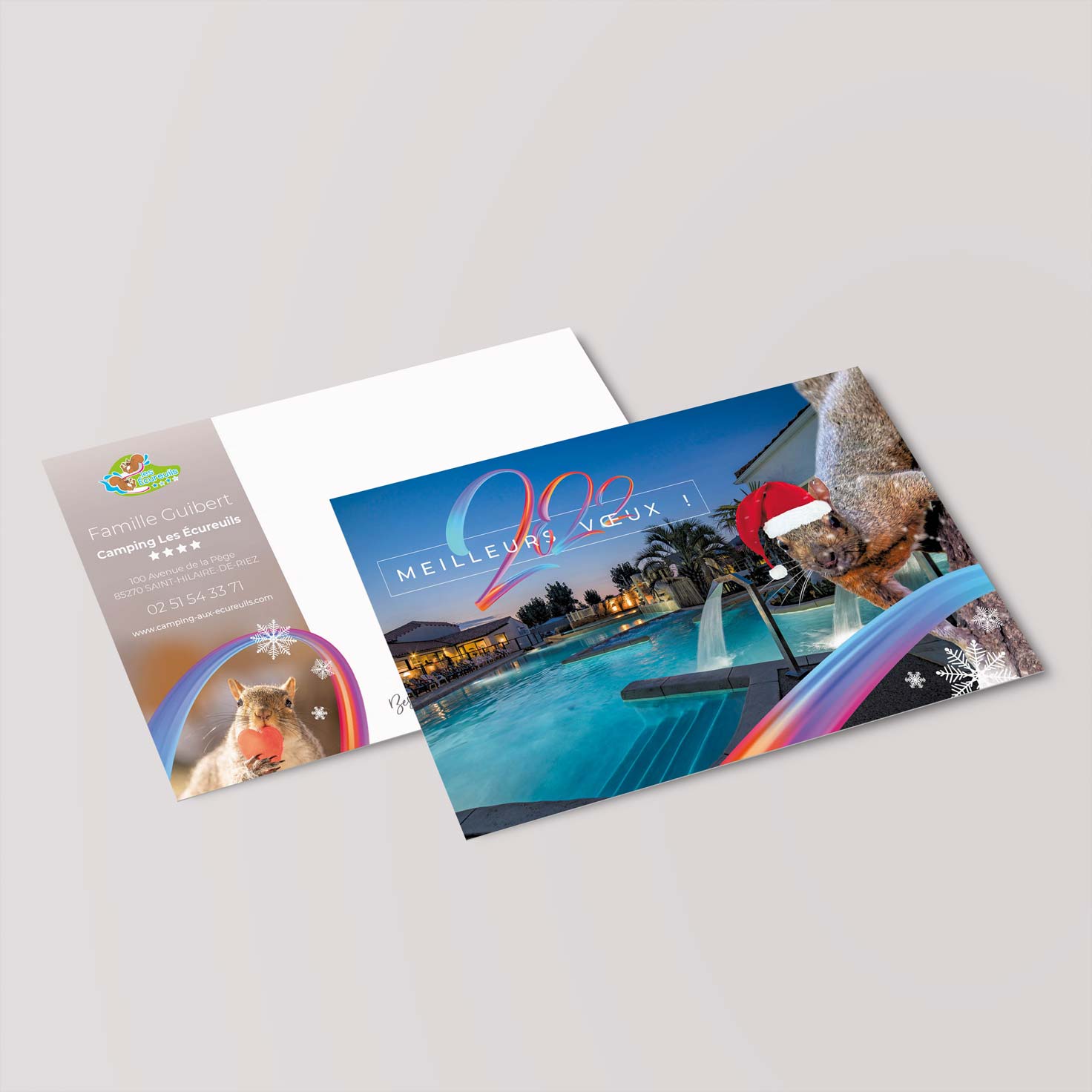 Cartes postales et cartes de voeux personnalisées  pour un camping en Vendée