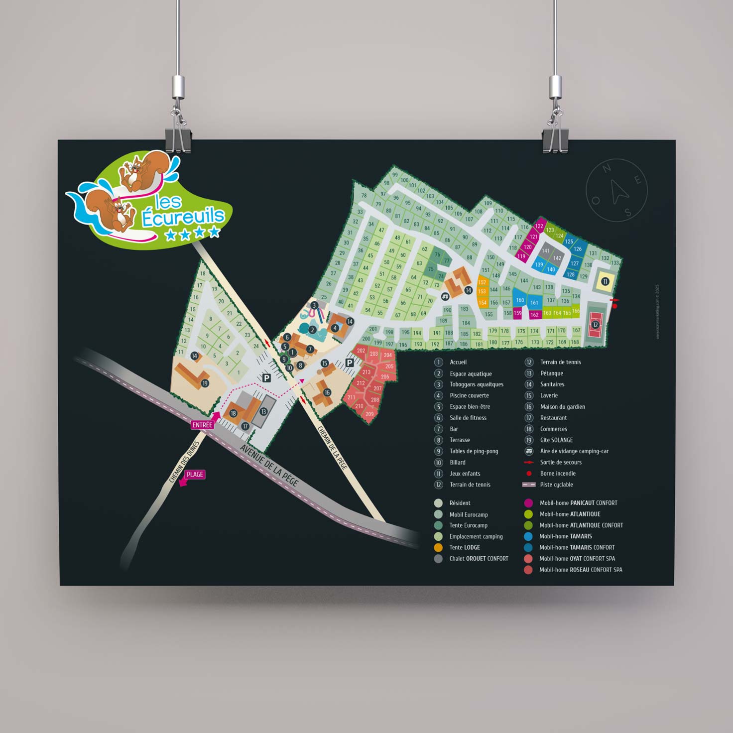 Plan mural du camping réalisé par l'agence de communication nantaise Koro Marketing