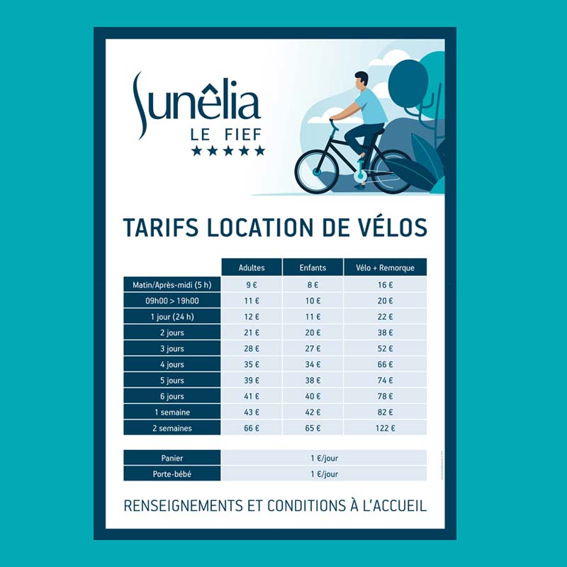 Panneau adhésif en vinyl affichant des tarifs conçu par Koro Marketing