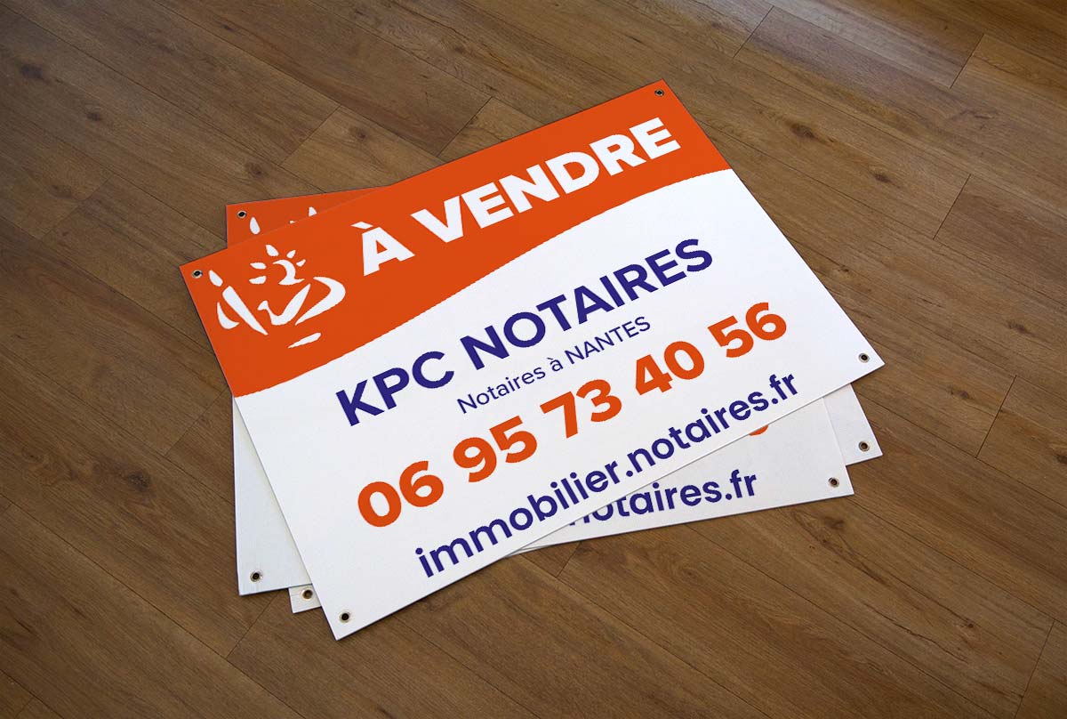 Panneau Akilux 'À vendre' GIN 44 notaires à Nantes