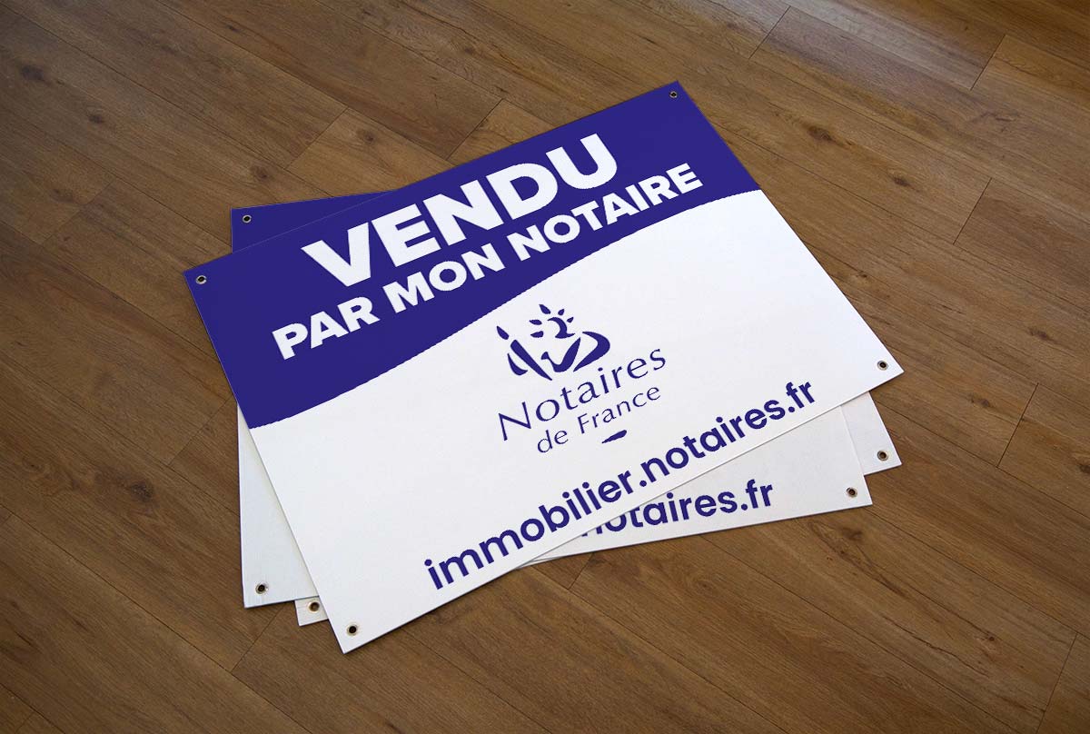 Panneau Akilux 'Vendu' GIN 44 notaires à Nantes