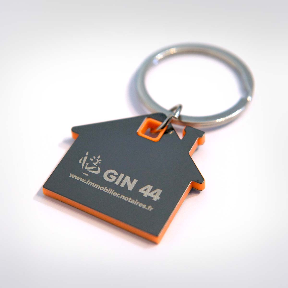 Porte-clés gravure laser GIN 44 notaires en Loire-Atlantique