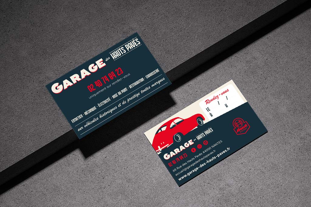 Carte de visite atelier prestige Garage des Hauts Pavés à Nantes
