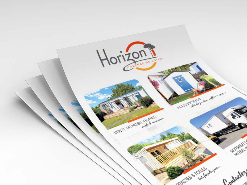 Flyer de prospection pour Horizon Loisir distribué dans les campings