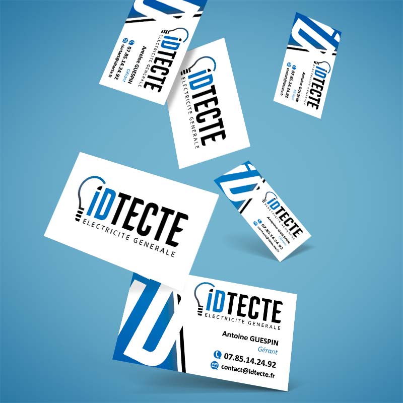 Carte de visite professionnelle pour l'artisan électricien IDtecte