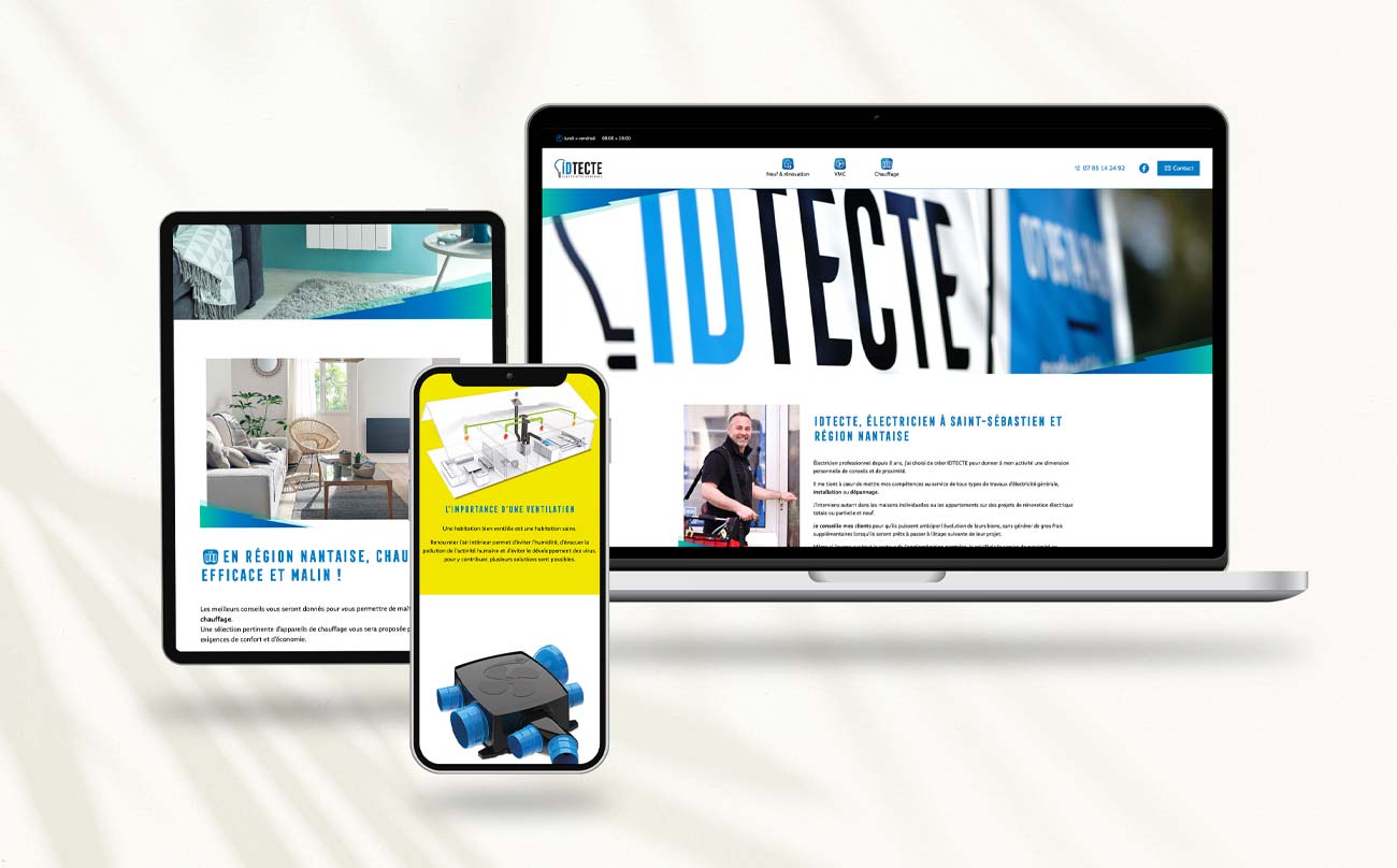 Site internet de l'entreprise d'électricité IDtecte près de Nantes