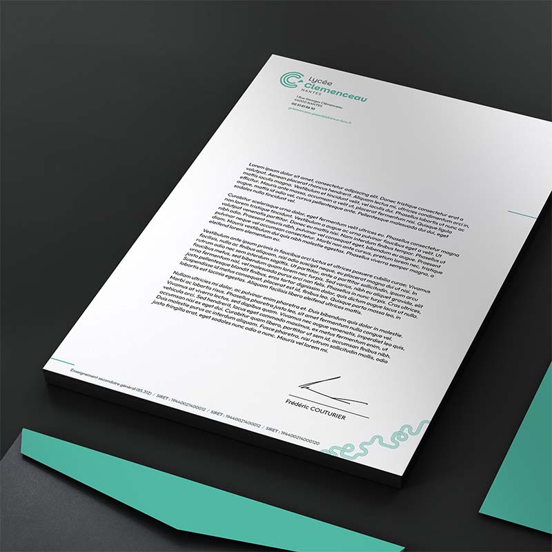 Papier à en-tête du Lycée Clemenceau pour la communication officielle