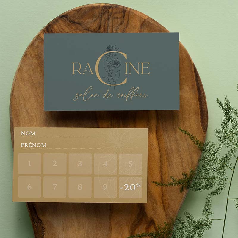 Carte de fidélité du salon Racine Coiffure à Nice